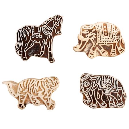 Set of 4 Piece New Mix Wooden Printing Block